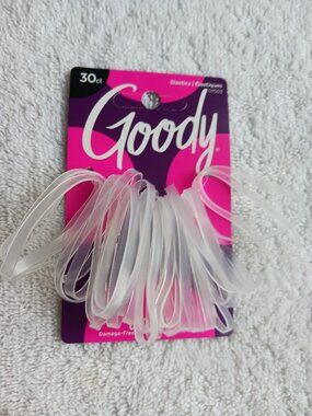 30 Goody Secure Hold Flat No Metal Elastics Wide Silicone Hair Bands Java Clear